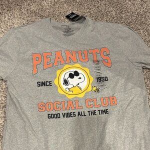Peanuts Gray T-Shirt with Snoopy and Yellow Accents